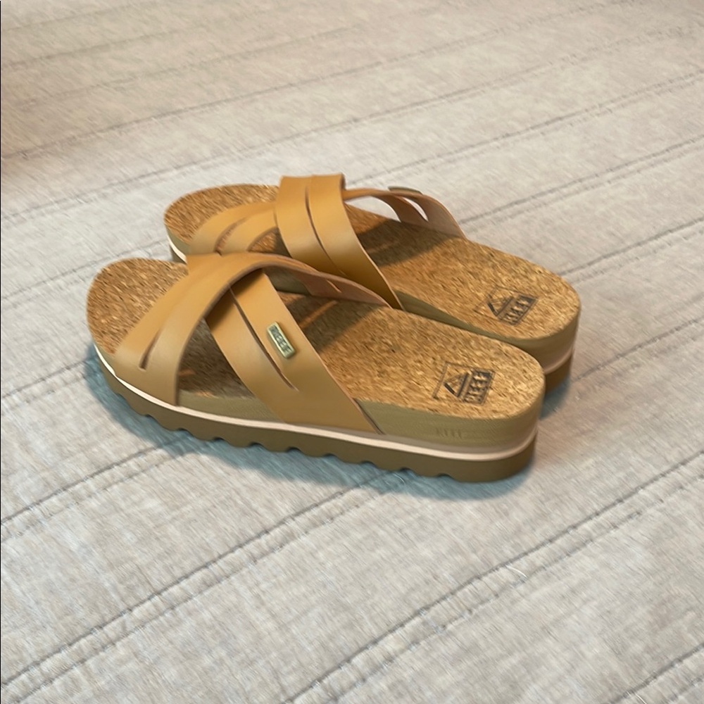 Women's Tan Slide SandalsReef slip on sandals